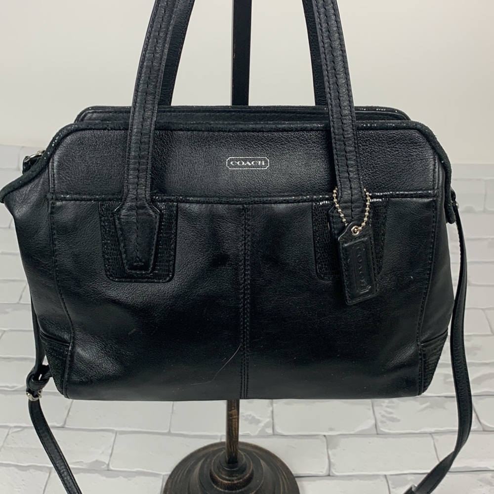Coach Black Leather Taylor Bette Satchel Handbag Crossbody Zip close